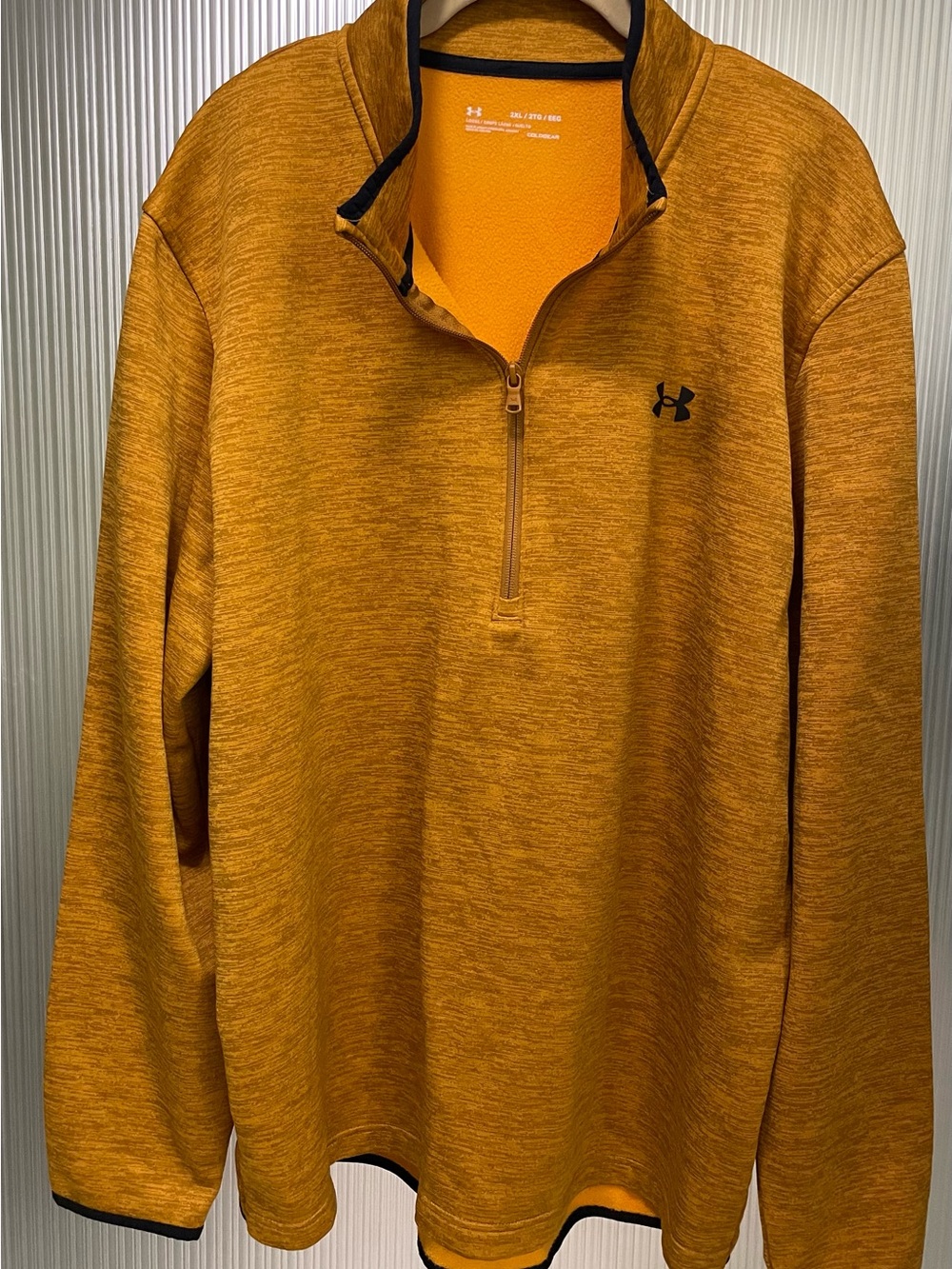 Under Armour ColdGear Orange Heathered 1/4 Zip Pullover Men's 2XL Loose Fit